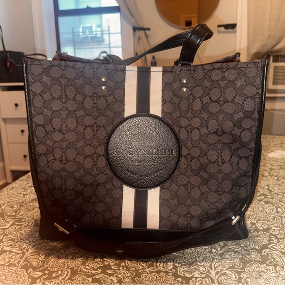 Coach Signature Black and Gray Tote - Picture 1 of 3
